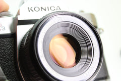 Konica Autoreflex T - 3 + 50mm f1.8 + 28mm f3.5 (#3370) - Konica